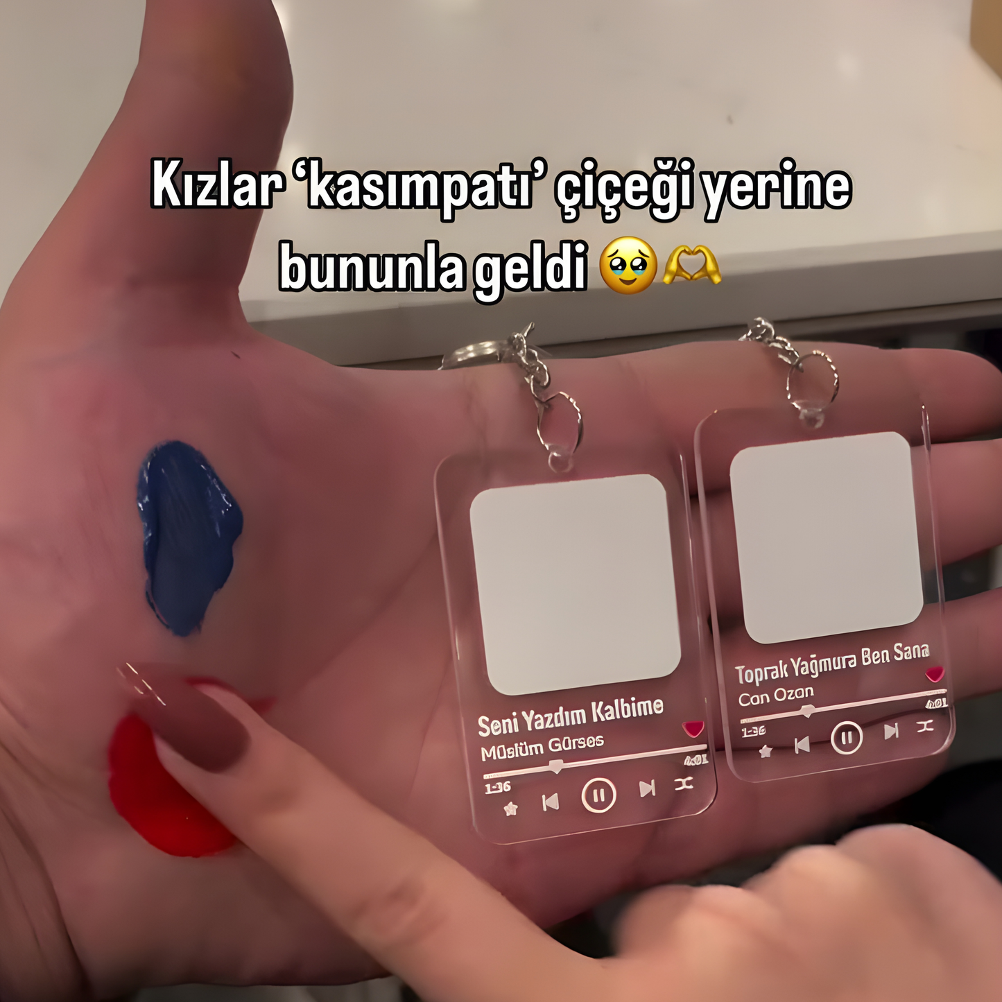 Çiftlere Özel Kalpli Parmak İzi Anahtarlık (2’li Set)